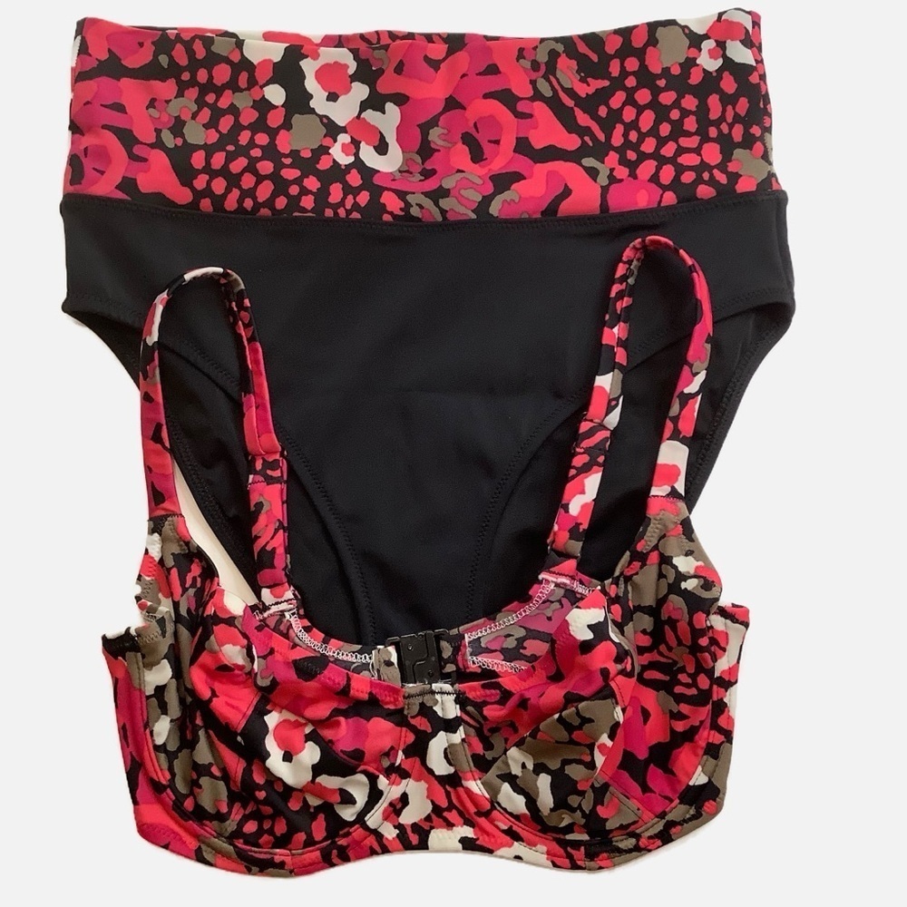 FANTASIE Vibrant Pink Floral/Black Underwire Bikini Set Size S